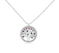 Mystic Jewels By Dalia - Collana con albero della vita, in argento Sterling 925, con zirconi, Argento,