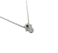 Mystic Jewels By Dalia - Collana con ciondolo portafortuna a forma di mano di Fatima, in argento Sterling 925, design minimal, per la protezione e Argento, colore: argento, cod. 1