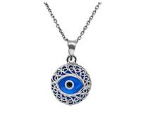 MYSTIC JEWELS By Dalia - Collana Contro Il malocchio, in Vetro e Argento Sterling 925, con Occhio di Turco in filigrana (Rotondo)