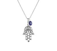 MYSTIC JEWELS By Dalia Collana Hamsa in argento sterling 925 con ciondolo a forma di malocchio da 7 mm (Filigrana)