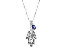 MYSTIC JEWELS By Dalia Collana Hamsa in argento sterling 925 con ciondolo a forma di malocchio da 7 mm (Sole)