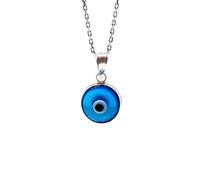 MYSTIC JEWELS by Dalia - Collana Mal di Occhio di Vetro Blu per la Buona Fortuna - Argento Sterling 925 - Catena 40 A 45 cm Lunghezza, per la Natale, Matrimon (Azzurro)