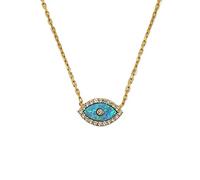 MYSTIC JEWELS by Dalia - Collana opale a forma di occhio turco, in argento Sterling 925 con zirconia cubica, Argento sterling