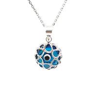 MYSTIC JEWELS By Dalia - Collana portafortuna, in vetro e argento sterling 925, con occhio di Allah in filigrana, unisex