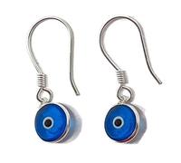 MYSTIC JEWELS By Dalia - Orecchini in argento Sterling 925 a goccia, occhio turco rotondo per buona fortuna e Argento (Azzurro)