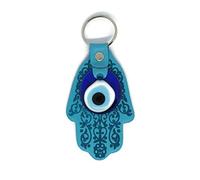 MYSTIC JEWELS by Dalia - Portachiavi occhio turco con Hamsa e in vetro e pelle - per buona fortuna e malocchio (Turchese)