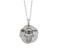 MYSTIC JEWELS - Ciondolo a mano di Fatima e malocchio con pietre, gioiello in argento Sterling 925, minimalista, per donne e ragazze, con scatola regalo, 40 + 5 cm, Zirconia cubica