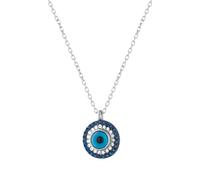 MYSTIC JEWELS - Collana 925 in argento sterling; protezione male per gli occhi, ciondolo a forma di occhio turco con zirconi, gioielli portafortuna per le donne, 40 + 5