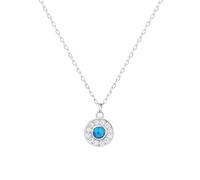 MYSTIC JEWELS - Collana in Argento 925 - Ciondolo Opale Sintetico Blu e Zirconcio, Catena Delicata, Design Minimalistico, Gioiello Donna, Tamaño Unico