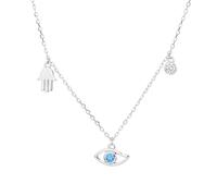 MYSTIC JEWELS - Collana in argento con ciondoli a mano Hamsa (Hamsa), occhio turco e zirconi cubici, regolabile con estensione - Include sacchetto regalo