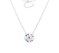 MYSTIC JEWELS Collana Occhio Turco Argento 925 con Zirconi Rosa e Blu - Pendente Rotondo 1 cm - 42+3 cm - Gioiello Minimalista