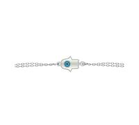 Mystic Jewels da Dalia - Bracciale smaltato mano di Fatima e occhio di Allah, doppia catena, in argento Sterling 925, stile minimale e Argento, colore: argento, cod. 1