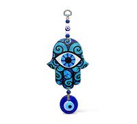 MYSTIC JEWELS - Hamsa della Mano di Fatima in Legno con Occhio Turco per buona Fortuna e energia in casa