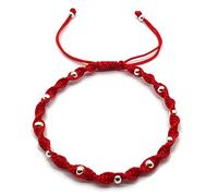 MYSTIC JEWELS - Kabbalah, Bracciale in filo colorato con sfere, amuleto, protezione dal malocchio, portafortuna… (Rosso)