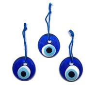 Mystic Jewels Nazar Boncuk, ornamento da appendere con occhio turco, cristallo blu, diametro 4 cm, con foro e filo, confezione da 3
