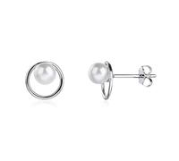 MYSTIC JEWELS - Orecchini in argento Sterling 925, con perle circolari, eleganti orecchini da donna, 10 mm