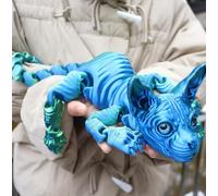Mystic Meow 3D Guardian Cat, 3D Printed Animals Hairless Cat, Colorful Realistic Flexible Articulated Joints Animal Figurine, Fidget Articulated Joints Cats for Cats Lovers Gifts