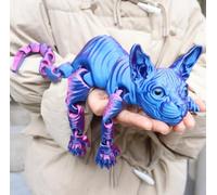 Mystic Meow 3D Guardian Cat, 3D Printed Animals Hairless Cat, Colorful Realistic Flexible Articulated Joints Animal Figurine, Fidget Articulated Joints Cats for Cats Lovers Gifts