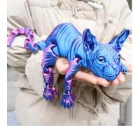 Mystic Meow - 3D Guardian Cat, 3D Printed Sphynx Cat Animals, Cats Birthday Decorations, Figurine Office Home Decor Cats Lover Gifts for Women, Unique Halloween Spooky Charming Black Statue(#H)