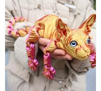 Mystic Meow - 3D Guardian Cat, 3D Printed Sphynx Cat Animals, Cats Birthday Decorations, Figurine Office Home Decor Cats Lover Gifts for Women, Unique Halloween Spooky Charming Black Statue(#I)