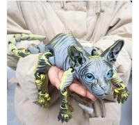 Mystic Meow - 3D Guardian Cat, 3D Printed Sphynx Cat Animals, Cats Birthday Decorations, Figurine Office Home Decor Cats Lover Gifts for Women, Unique Halloween Spooky Charming Black Statue(#A)