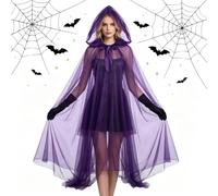 Mystic Mesh Overlay Cloak with Hood Breathable Fancy Cosplay Cape