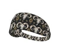 Mystic Ram - Fasce per capelli da donna, con stampa di teschio, antiscivolo, elastiche, per capelli, traspirante, per sport, corsa, tennis, atletica, palestra, yoga