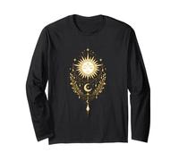 Mystic Sun Moon Boho Design - Celestial Line Art Maglia a Manica