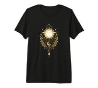 Mystic Sun Moon Boho Design - Celestial Line Art Maglietta Premium