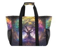 Mystic Tarro - Borsa multiuso per bagagliaio, pieghevole, a prova di sabbia, con manici, borsa da spiaggia, Mystic Tarro Purple astrologia, 1 size, Moda