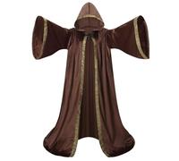 Mystic Wizard Robe - Mantello in velluto olandese con cappuccio, a lunghezza intera, a maniche larghe, per adulti, medievale, retrò, vintage, rinascimentale, costume per Halloween, feste in maschera