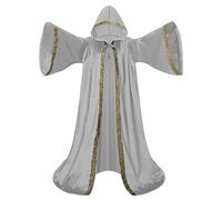 Mystic Wizard Robe - Mantello in velluto olandese con cappuccio, a lunghezza intera, a maniche larghe, per adulti, medievale, retrò, vintage, rinascimentale, costume per Halloween, feste in maschera
