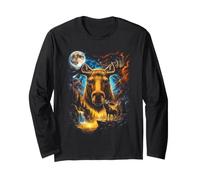Mystical Alce Luna Piena Wilderness Art Maglia a Manica