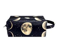 Mystical and Magical Moon and Butterfly - Trousse da donna in pelle con manico, impermeabile, da appendere, borsa da viaggio, piccolo astuccio per bambini, Multicolore 09, 8.2x3.1x3.5 in/21x8x9 cm