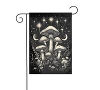 Mystical - Bandiera da giardino con funghi bianchi e neri, 30 x 45 cm, verticale, double face, decorazione per casa colonica