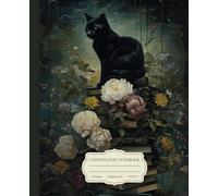 Mystical Black Cat Composition Notebook - College Ruled 7.5" x 9.25", 110 Pages - Gothic Floral Aesthetic Journal for Writers, Students, and Book Lovers