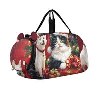 Mystical Black Cat Tropical Flowers Girls Tote Duffle Bags Travel Pernottamento Borse Bambino con Tracolla Carry on Duffel per Ragazzi, Simpatico regalo gatto cane rosso, classico