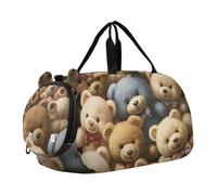 Mystical Black Cat Tropical Flowers Girls Tote Duffle Bags Travel Pernottamento Borse Bambino con Tracolla Carry on Duffel per Ragazzi, Collezione Vintage Teddy Bear, classico