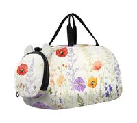 Mystical Black Cat Tropical Flowers Girls Tote Duffle Bags Travel Pernottamento Borse Bambino con Tracolla Carry on Duffel per Ragazzi, Acquerello minimalista Wildflower, classico