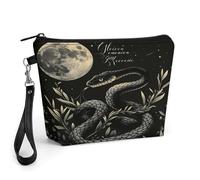 Mystical Black Snake Mystical Black Snake Borsa per il trucco da donna, piccola borsa cosmetica in ecopelle PU con cerniera e cinturino da polso, pochette da viaggio resistente all'acqua, grazioso org