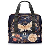 Mystical Butterfly Flower Borsa da palestra per donne e uomini, borsone da viaggio con scomparto per scarpe, grande capacità, borsa per allenamento notturno, per fitness, yoga, nuoto, fine settimana