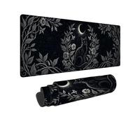 Mystical Cat Astral Decor Gotico Grande Tappetino per Mouse 30,5 x 81,2 cm | Motivo luna crescente, tappetino per tastiera, illustrazioni botaniche di vite, tema skyline di notte celeste