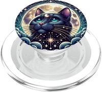 Mystical Cat Beneath a Radiant Full Moon PopSockets PopGrip per MagSafe