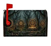 Mystical - Coperture magnetiche per cassetta postale con rune antiche | Paesaggio della foresta antica, involucri delle cassette postali, immagini mistiche dell'altare immaginario