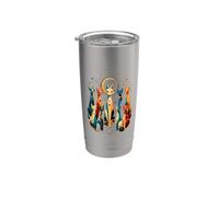 Mystical Cosmic Cat Opera d'arte celeste Cat Lover Mid Century Bicchiere termico in acciaio inox doppia parete