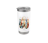 Mystical Cosmic Cat Opera d'arte celeste Cat Lover Mid Century Bicchiere termico in acciaio inox doppia parete
