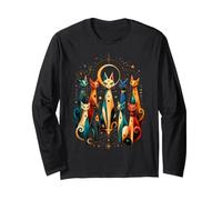 Mystical Cosmic Cat Opera d'Arte Celeste Cat Lover Mid Century Maglia a Manica