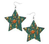 Mystical Cosmic Planet And Rocket Orecchini Da Donna Penzolare Orecchini In Pelle Divertenti Orecchino In Pelle Per Donne Carnevale Festa Della Mamma