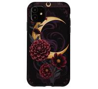 Mystical Crescent Moon e Floral Gothic Dark Botanical Custodia per iPhone 11