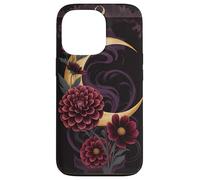 Mystical Crescent Moon e Floral Gothic Dark Botanical Custodia per iPhone 13 Pro